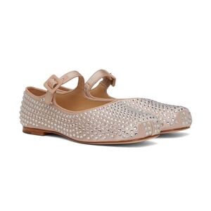 New Sandy Liang pink Mary Jane pointe ballerina jeweled flats